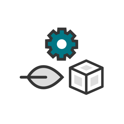 Leaf, cube and configuration icon