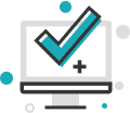 Computer screen with check mark inside icon